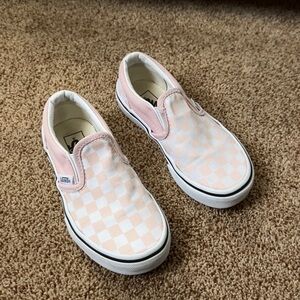 Vans Kids Pink Checkered Slip-On Shoes